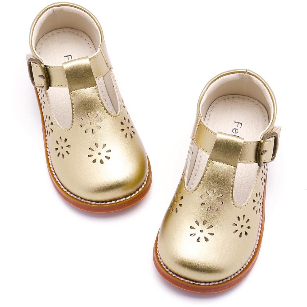 imageFelix ampamp Flora Toddler Little Girl Mary Jane Dress Shoes  Ballet Flats for Girl Party School ShoesB392gold