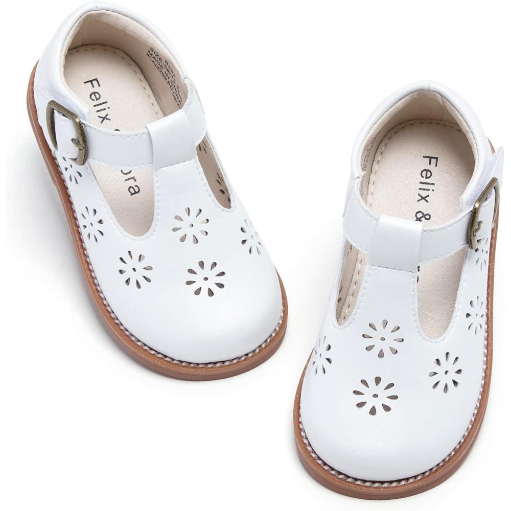 imageFelix ampamp Flora Toddler Little Girl Mary Jane Dress Shoes  Ballet Flats for Girl Party School ShoesB392white