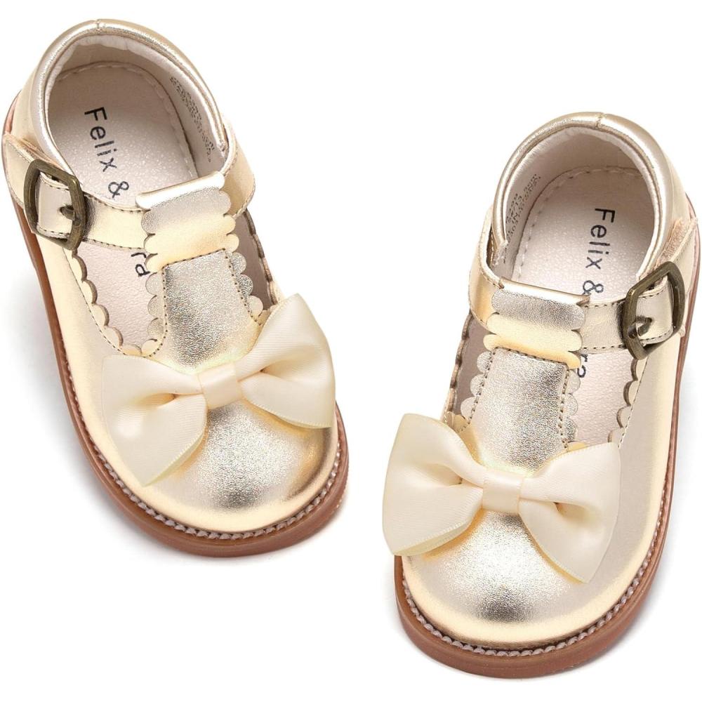 imageFelix ampamp Flora Toddler Little Girl Mary Jane Dress Shoes  Ballet Flats for Girl Party School ShoesB399gold