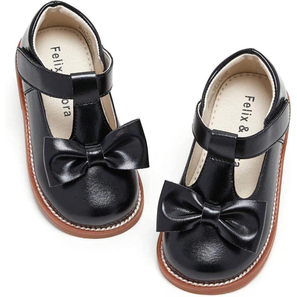 imageFelix ampamp Flora Toddler Little Girl Mary Jane Dress Shoes  Ballet Flats for Girl Party School ShoesB400black