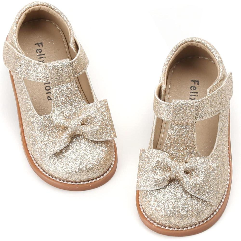 imageFelix ampamp Flora Toddler Little Girl Mary Jane Dress Shoes  Ballet Flats for Girl Party School ShoesB400gold
