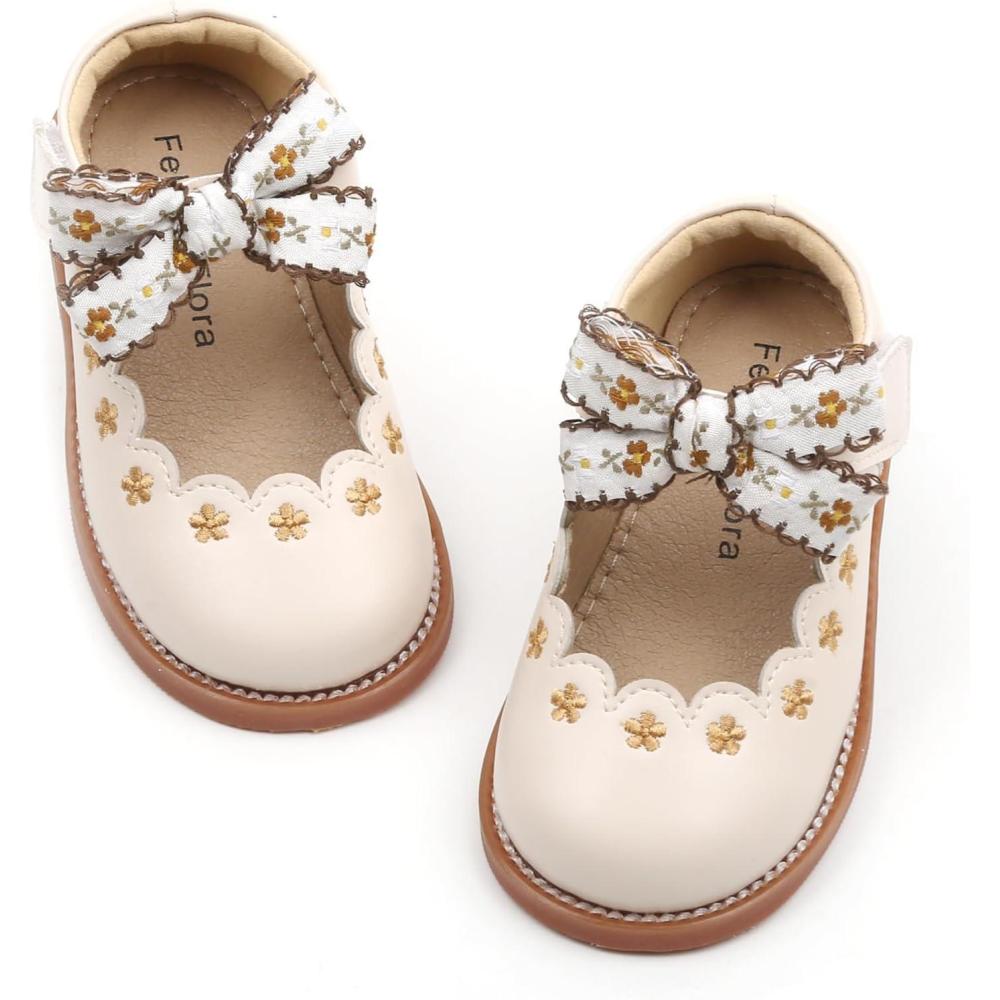 imageFelix ampamp Flora Toddler Little Girl Mary Jane Dress Shoes  Ballet Flats for Girl Party School ShoesB402beige