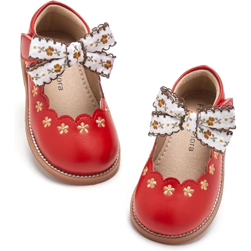 imageFelix ampamp Flora Toddler Little Girl Mary Jane Dress Shoes  Ballet Flats for Girl Party School ShoesB402red