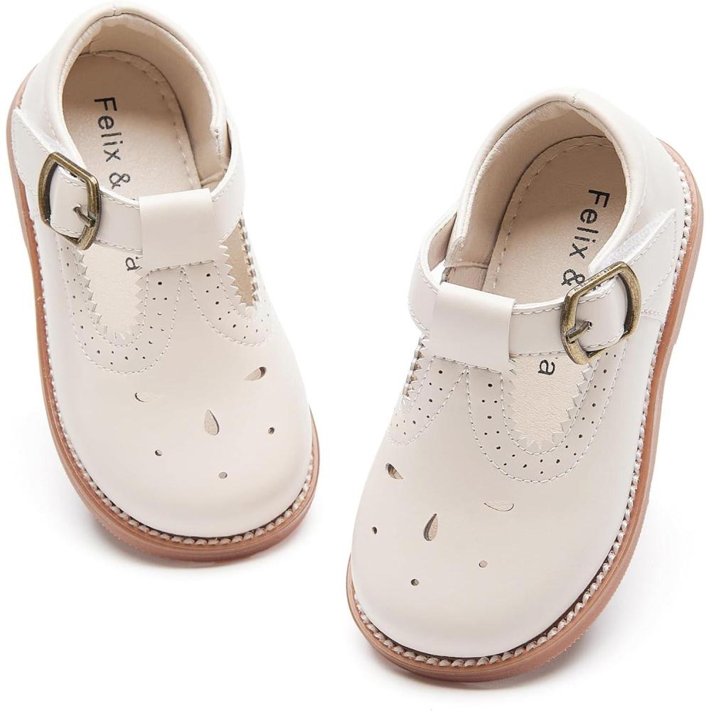 imageFelix ampamp Flora Toddler Little Girl Mary Jane Dress Shoes  Ballet Flats for Girl Party School ShoesB409beige