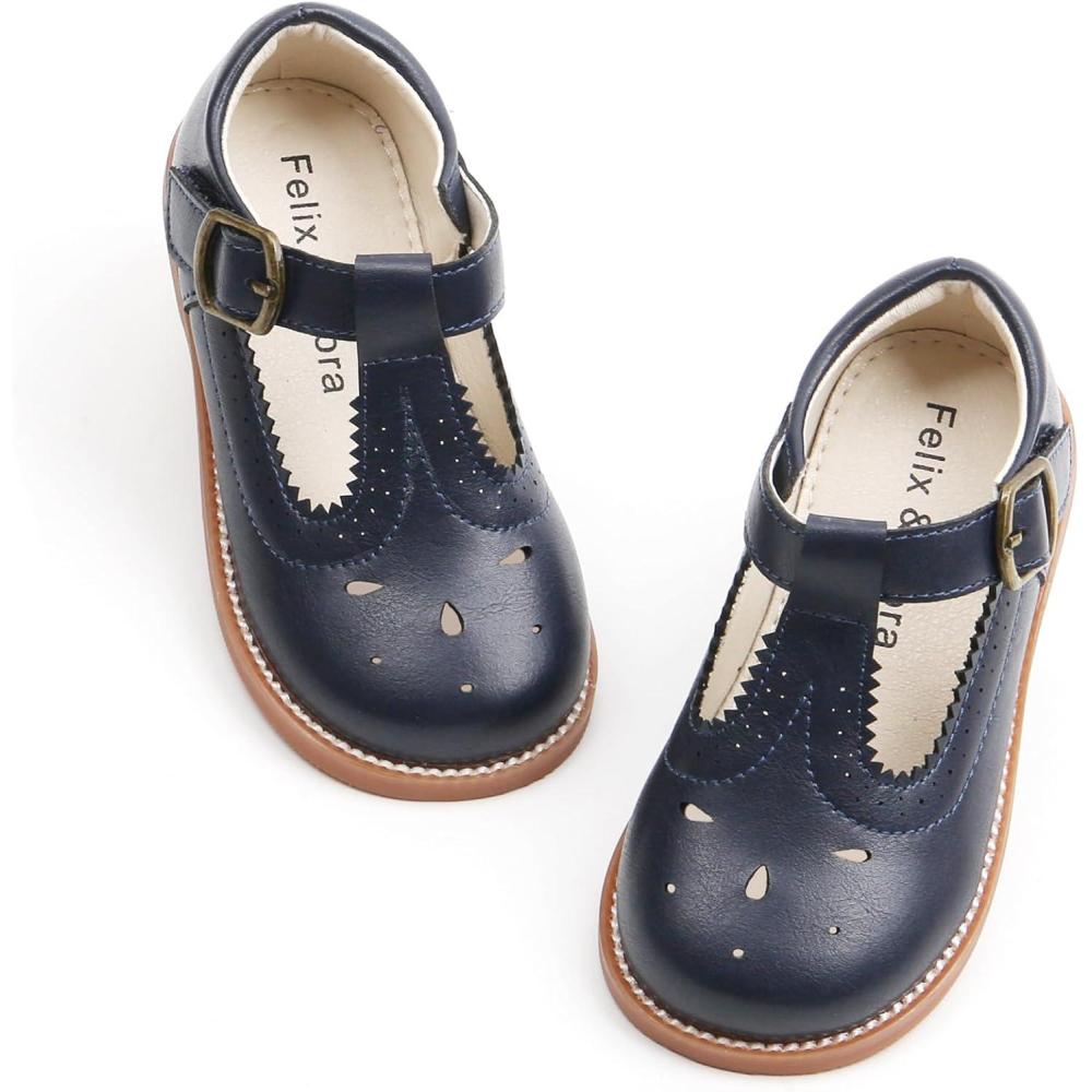 imageFelix ampamp Flora Toddler Little Girl Mary Jane Dress Shoes  Ballet Flats for Girl Party School ShoesB409navy Blue