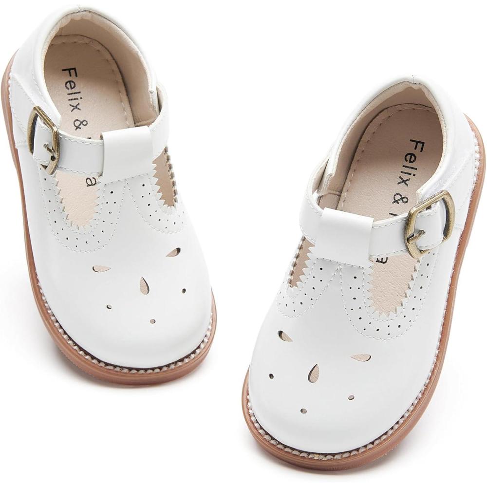 imageFelix ampamp Flora Toddler Little Girl Mary Jane Dress Shoes  Ballet Flats for Girl Party School ShoesB409white