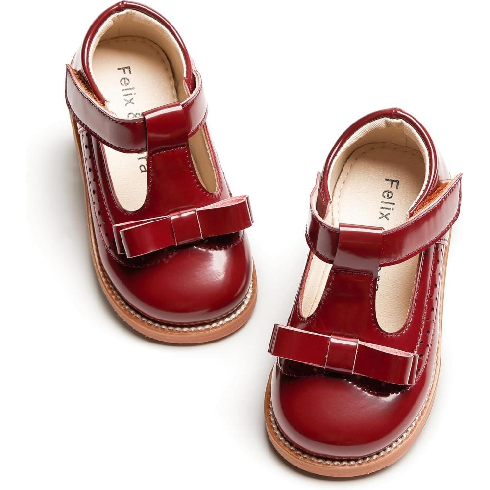 imageFelix ampamp Flora Toddler Little Girl Princess Dress ShoesMary Jane Flats for Girl Party School ShoesB413burgundy