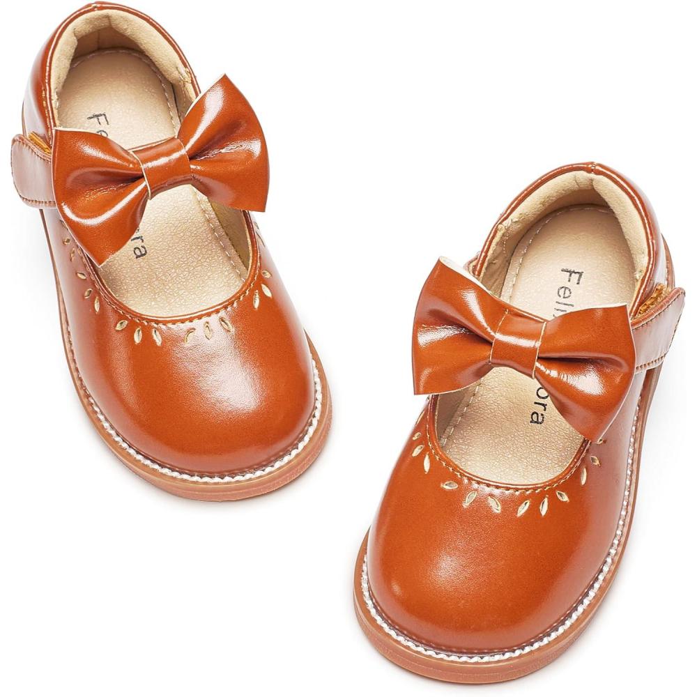 imageFelix ampamp Flora Toddler Little Girl Princess Dress ShoesMary Jane Flats for Girl Party School ShoesB418brown