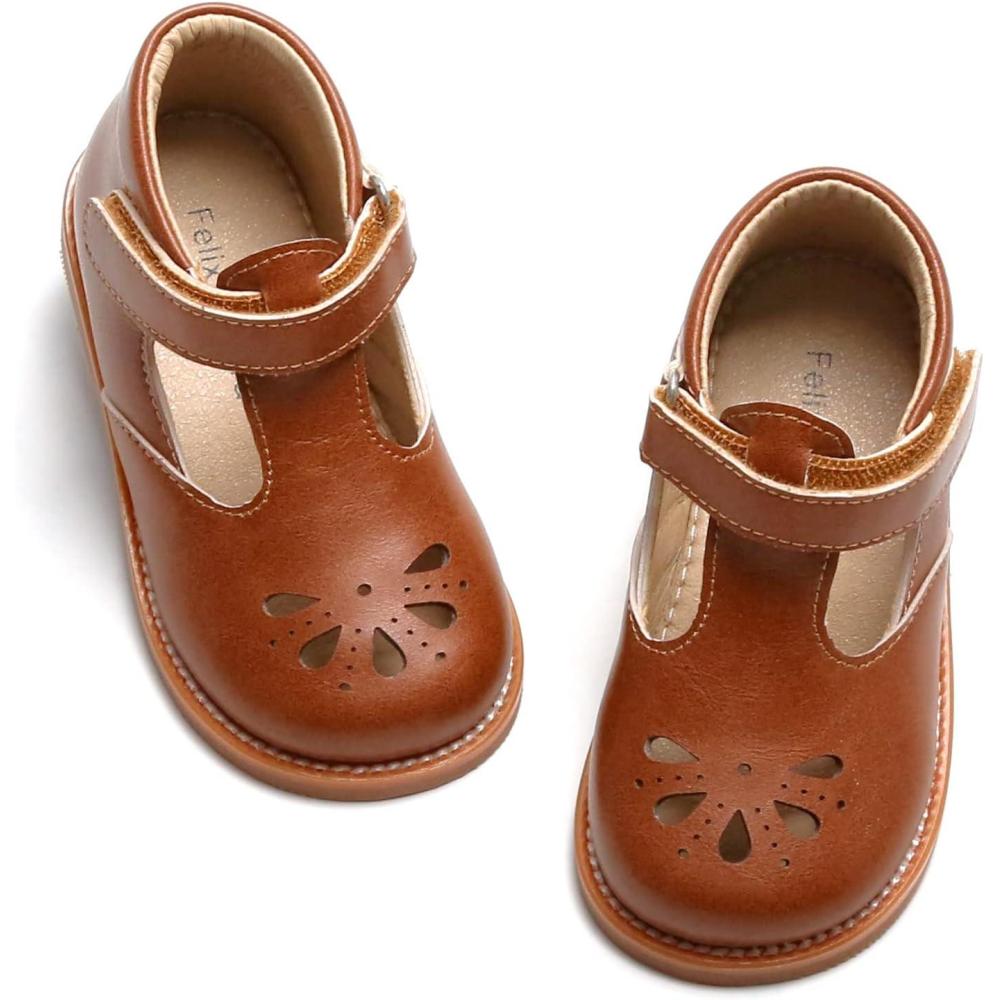 imageFelix ampamp Flora Toddler Little Girl Princess Dress ShoesMary Jane Flats for Girl Party School ShoesB831brown