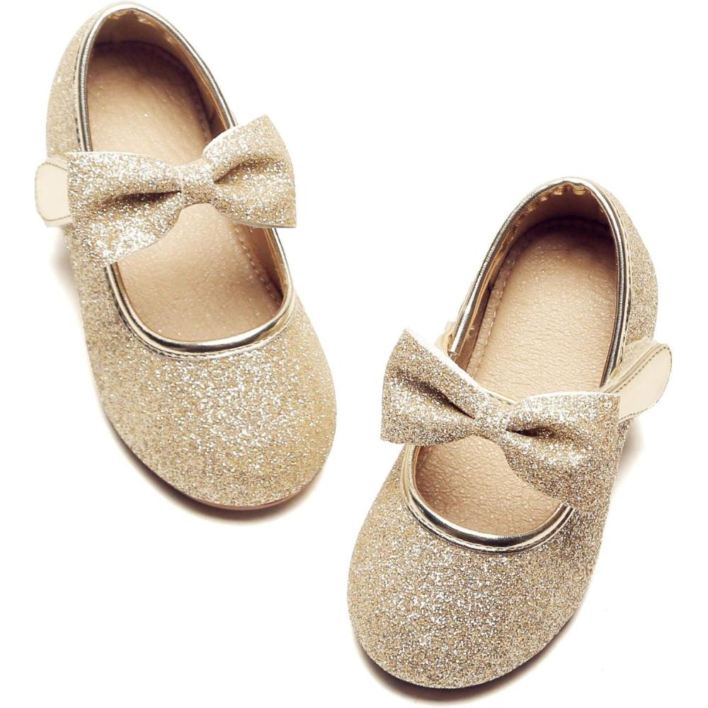 imageFelix ampamp Flora Toddler Little Girls Dress Shoes  Flower Girls Mary Jane Flats Ballet Shoes Party WeddingB810gold