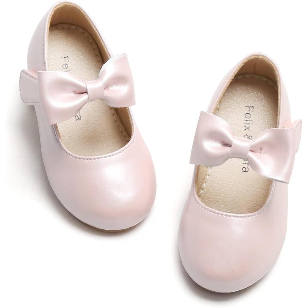 imageFelix ampamp Flora Toddler Little Girls Dress Shoes  Flower Girls Mary Jane Flats Ballet Shoes Party WeddingB810light Pink