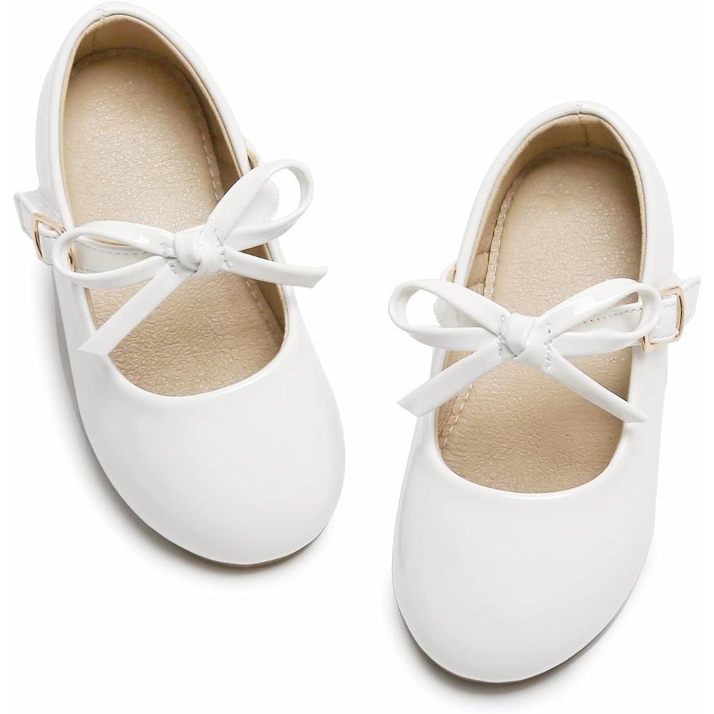 imageFelix ampamp Flora Toddler Little Girls Dress Shoes  Flower Girls Mary Jane Flats Ballet Shoes Party WeddingB814white