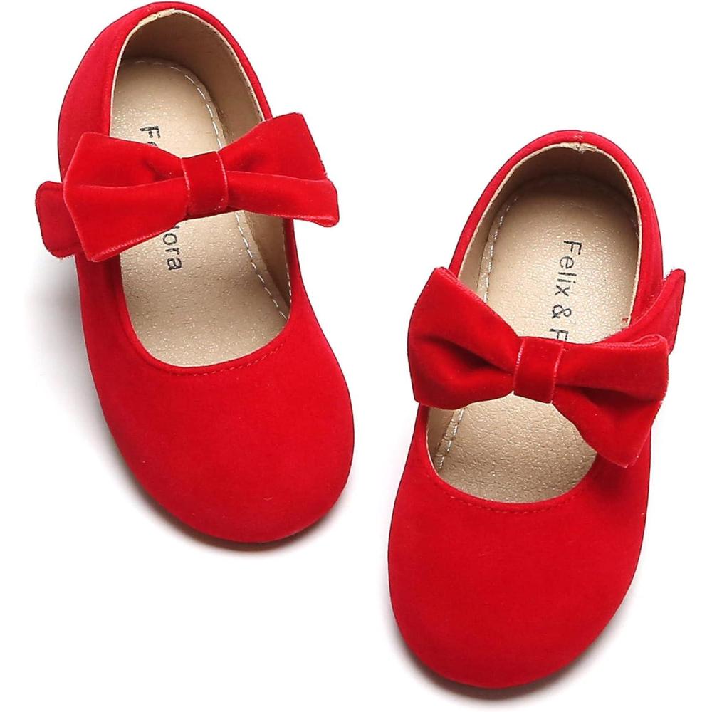 imageFelix ampamp Flora Toddler Little Girls Dress Shoes  Flower Girls Mary Jane Flats Ballet Shoes Party WeddingB822red