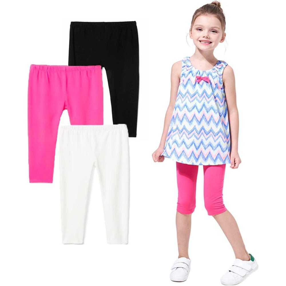 imageFelix ampamp Flora ToddlerLittle Girls Flat Capri Leggings Pants3pack Black White Pink