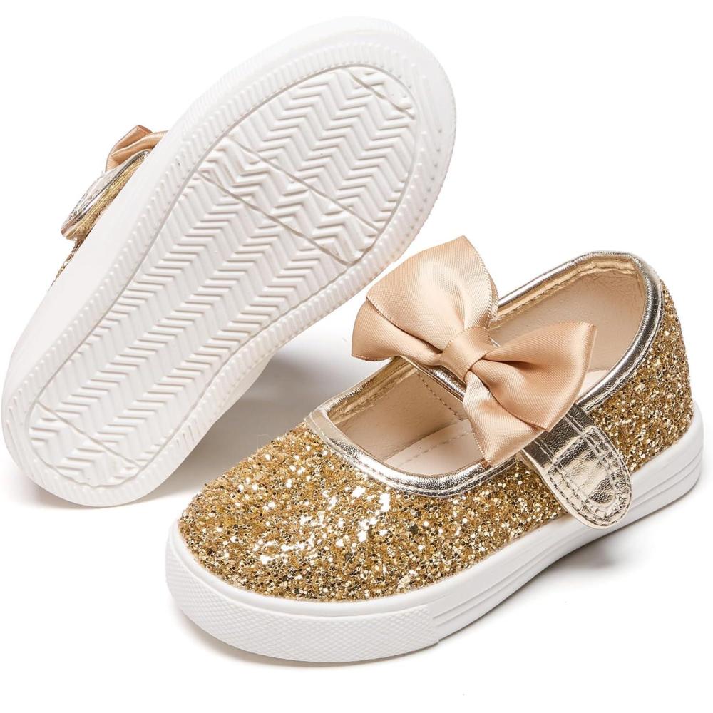 imageFelix ampamp Flora ToddlerLittle Kid Girls Running Shoes Glitter Sneakers Princess Fashion Casual Sports ShoesBs822glitter Gold