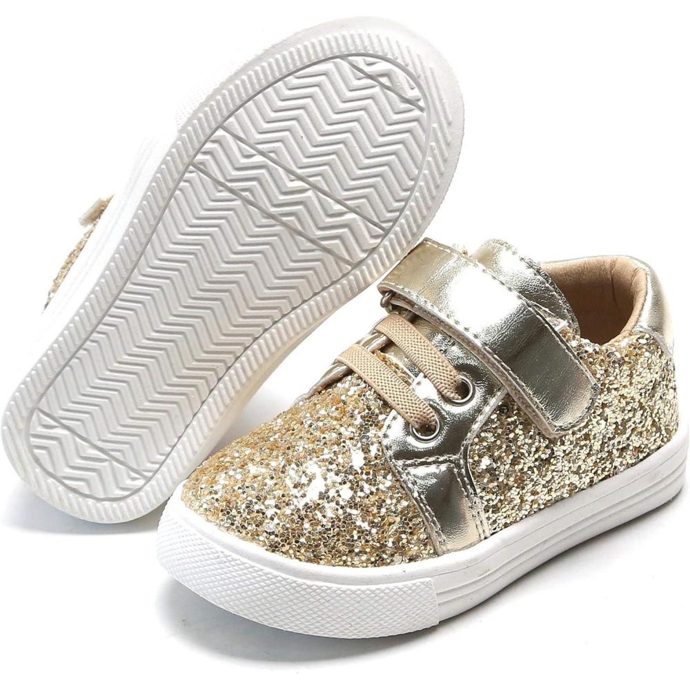 imageFelix ampamp Flora ToddlerLittle Kid Girls Running Shoes Sports Sneakers Princess Casual Glitter ShoesBs815glitter Gold