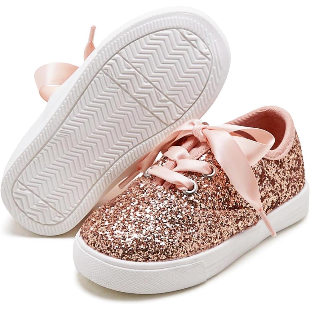 imageFelix ampamp Flora ToddlerLittle Kid Girls Running Shoes Sports Sneakers Princess Casual Glitter ShoesBs821champagne Pink
