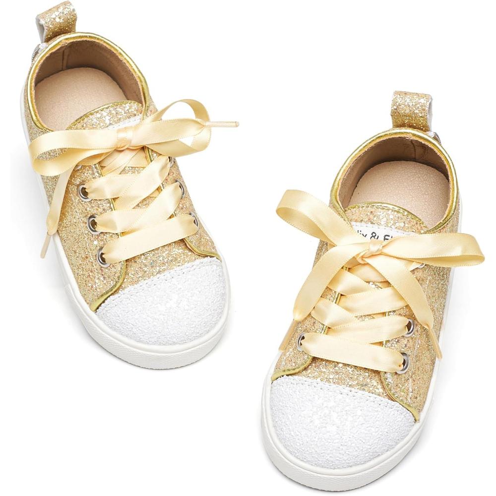 imageFelix ampamp Flora ToddlerLittle Kid Girls Running Shoes Sports Sneakers Princess Casual Glitter ShoesBs826glitter Gold