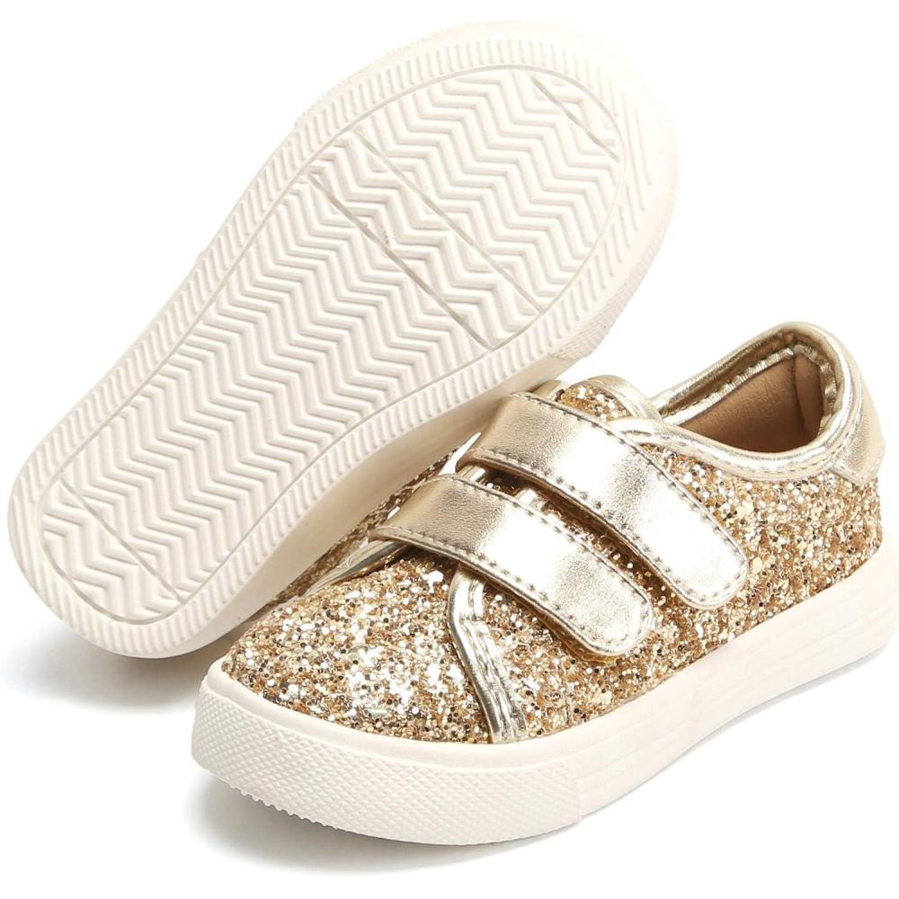 imageFelix ampamp Flora ToddlerLittle Kid Girls Running Shoes Sports Sneakers Princess Casual Glitter ShoesGiltter Gold