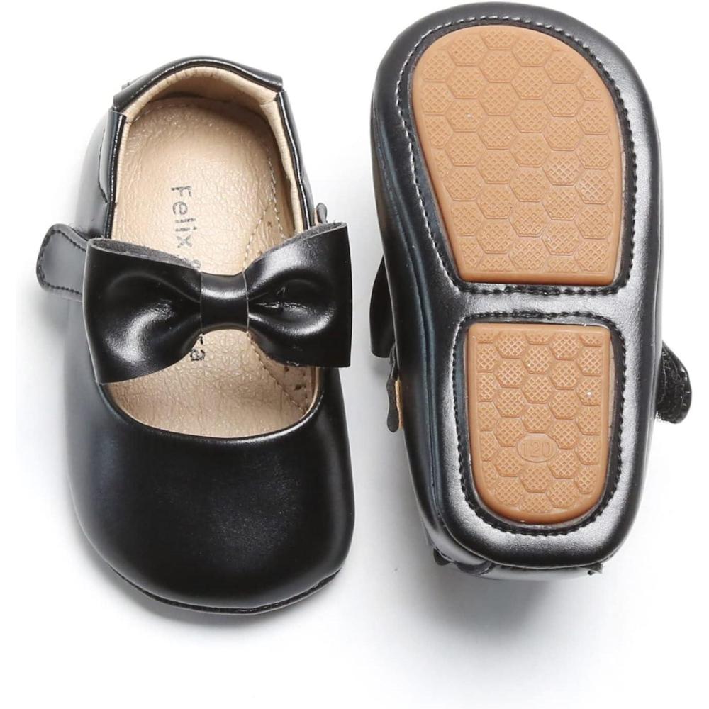 imageSoft Sole Baby Dress Shoes  Infant Baby Walking Shoes Moccasinss Rubber Sole Crib ShoesB15black