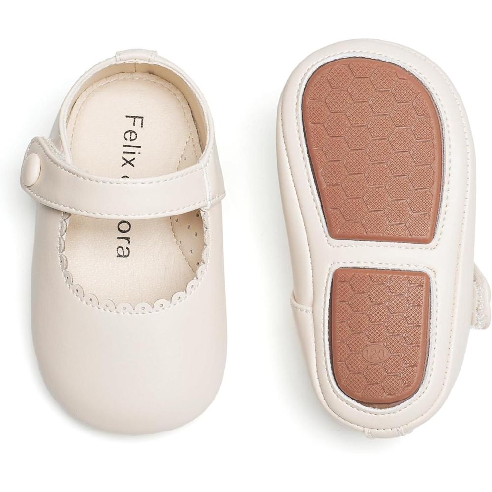 imageSoft Sole Baby Dress Shoes  Infant Baby Walking Shoes Moccasinss Rubber Sole Crib ShoesB8725beige