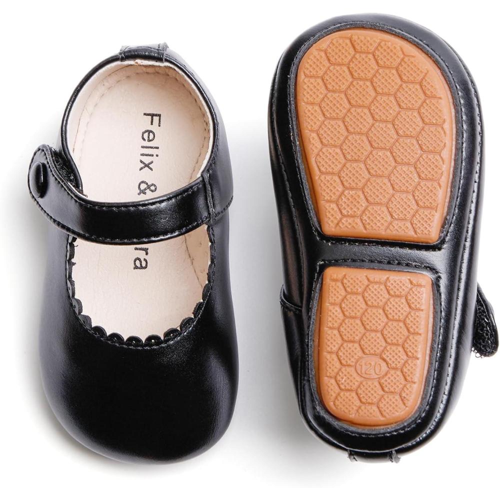 imageSoft Sole Baby Dress Shoes  Infant Baby Walking Shoes Moccasinss Rubber Sole Crib ShoesB8725black