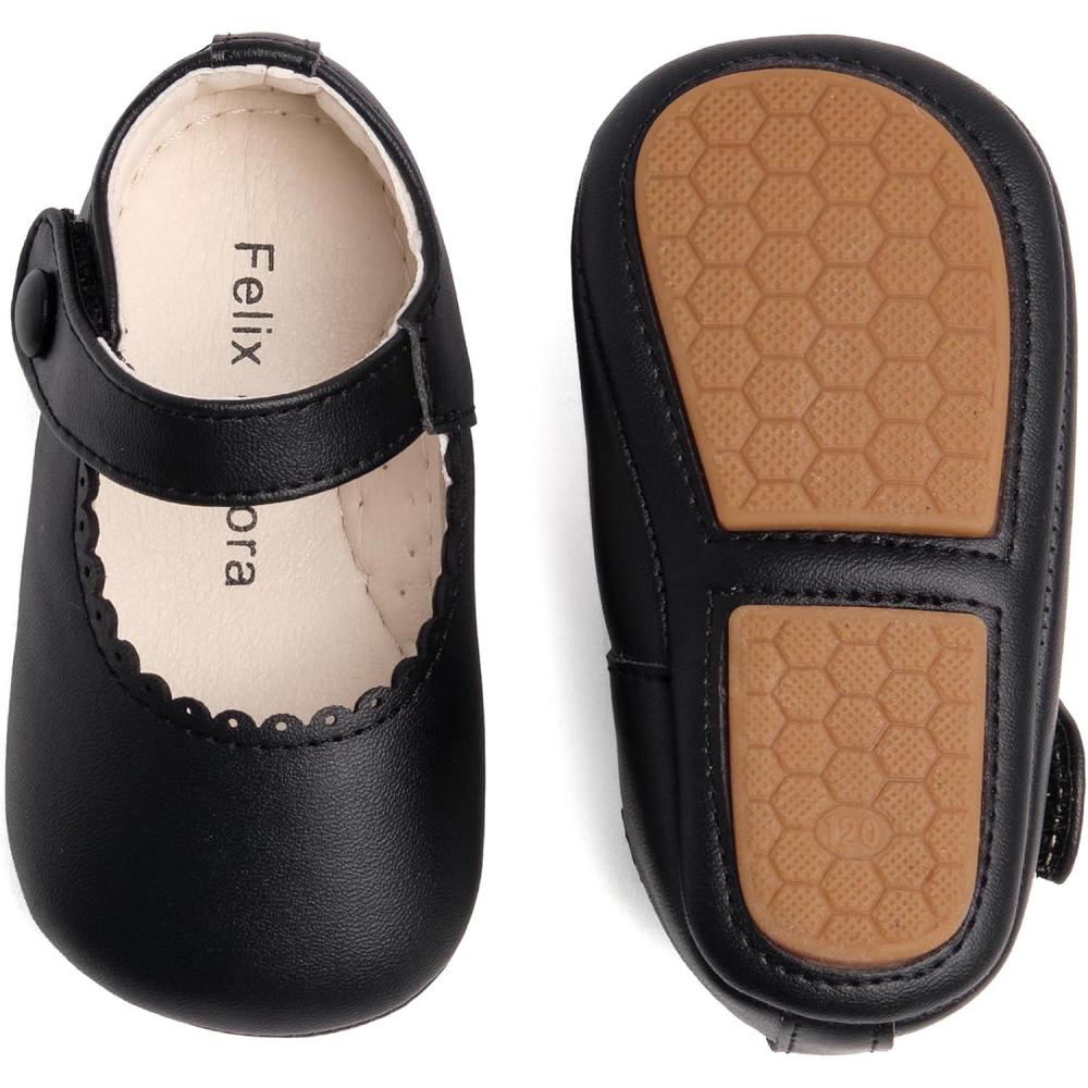 imageSoft Sole Baby Dress Shoes  Infant Baby Walking Shoes Moccasinss Rubber Sole Crib ShoesB8725fl Black