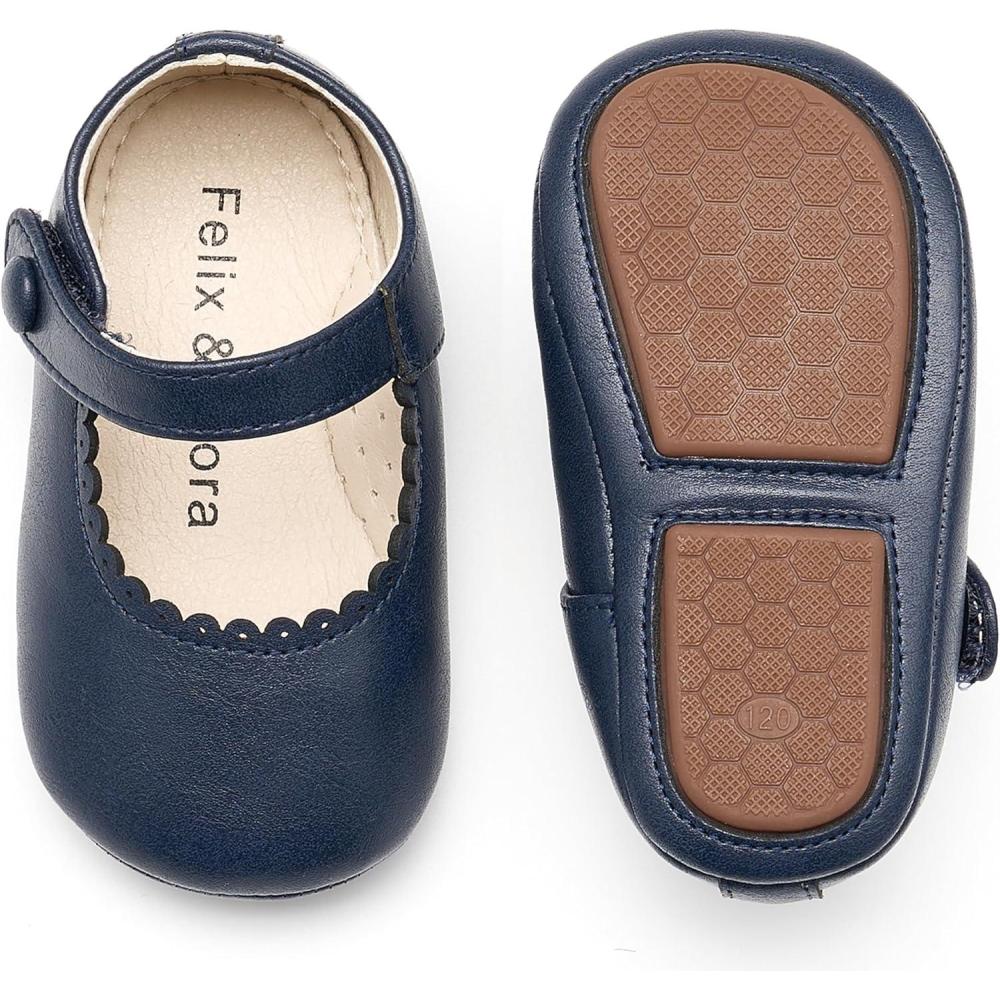 imageSoft Sole Baby Dress Shoes  Infant Baby Walking Shoes Moccasinss Rubber Sole Crib ShoesB8725navy Blue