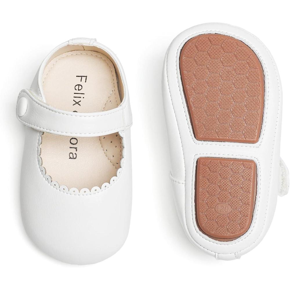 imageSoft Sole Baby Dress Shoes  Infant Baby Walking Shoes Moccasinss Rubber Sole Crib ShoesB8725white