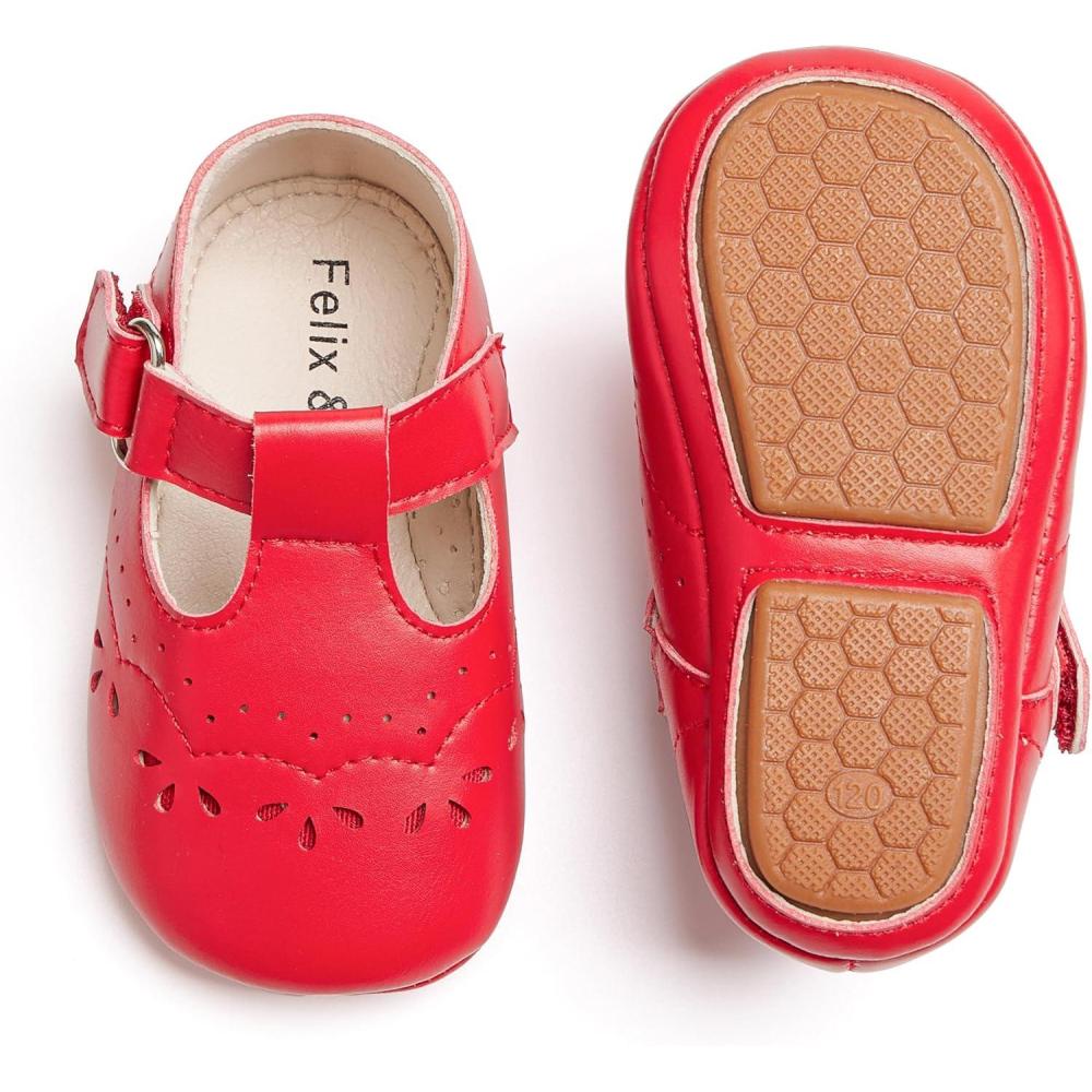 imageSoft Sole Baby Dress Shoes  Infant Baby Walking Shoes Moccasinss Rubber Sole Crib ShoesB8726red