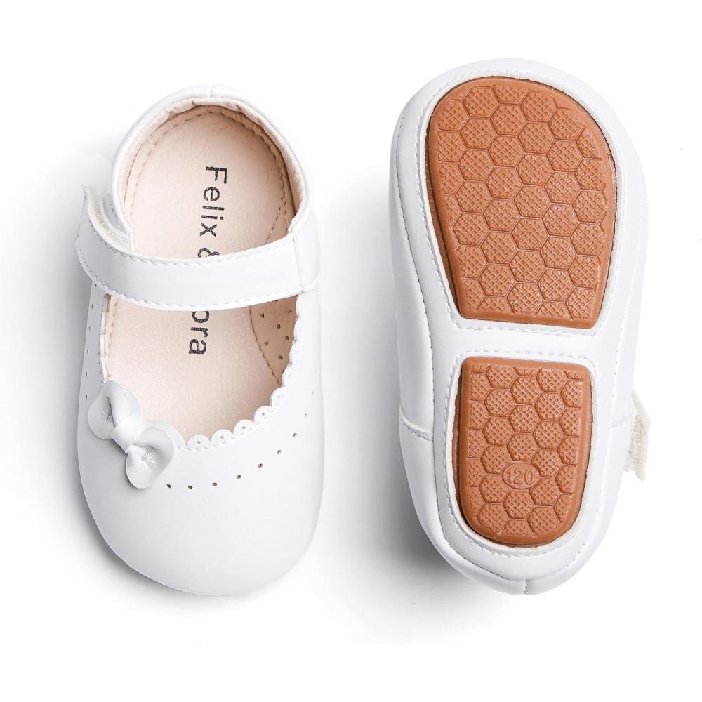 imageSoft Sole Baby Dress Shoes  Infant Baby Walking Shoes Moccasinss Rubber Sole Crib ShoesB8727white