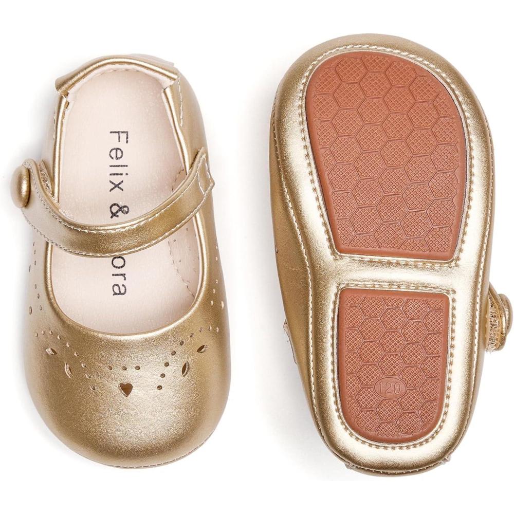 imageSoft Sole Baby Dress Shoes  Infant Baby Walking Shoes Moccasinss Rubber Sole Crib ShoesB8728gold