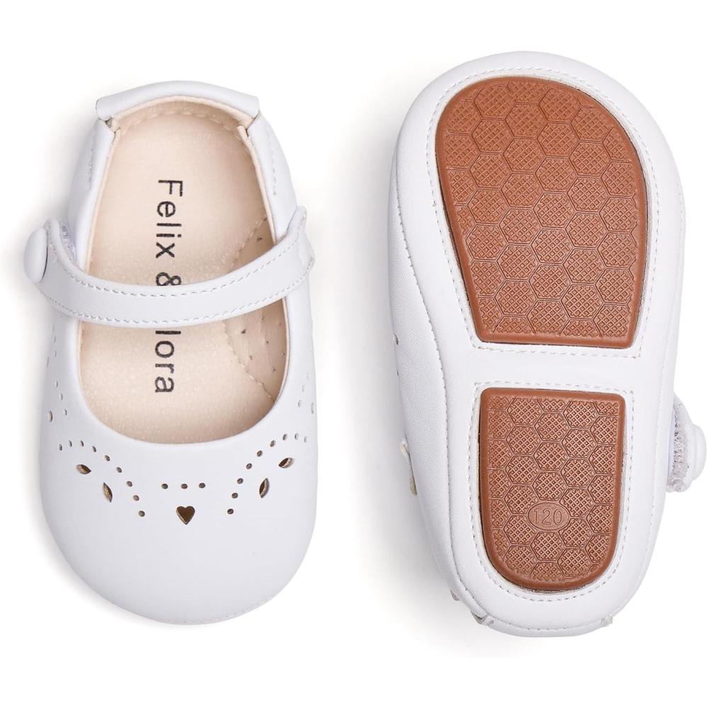 imageSoft Sole Baby Dress Shoes  Infant Baby Walking Shoes Moccasinss Rubber Sole Crib ShoesB8728white