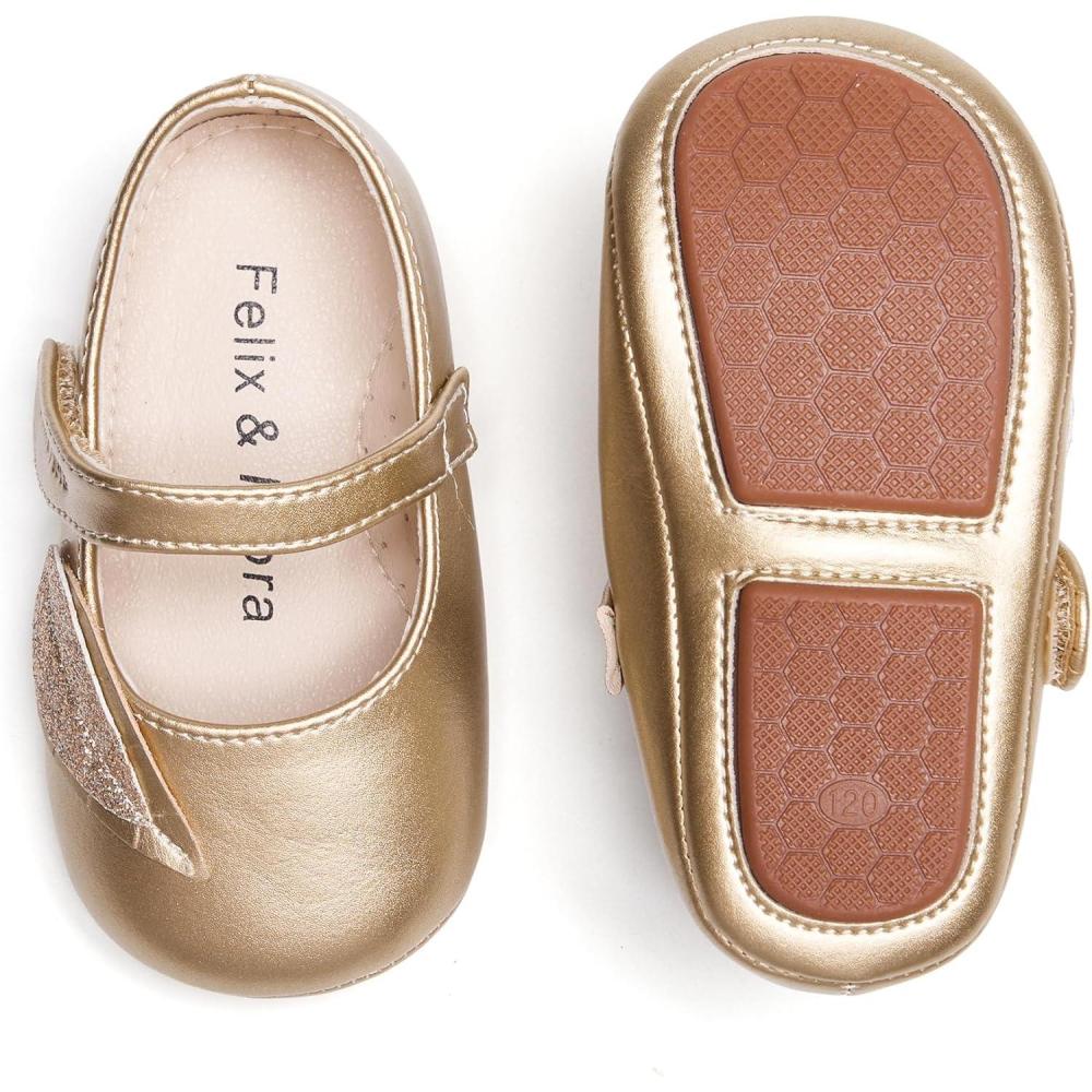 imageSoft Sole Baby Dress Shoes  Infant Baby Walking Shoes Moccasinss Rubber Sole Crib ShoesB8729gold