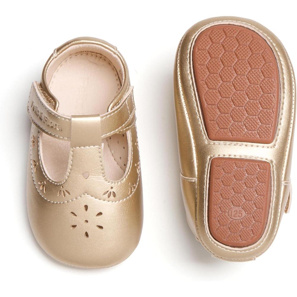 imageSoft Sole Baby Dress Shoes  Infant Baby Walking Shoes Moccasinss Rubber Sole Crib ShoesB8730gold