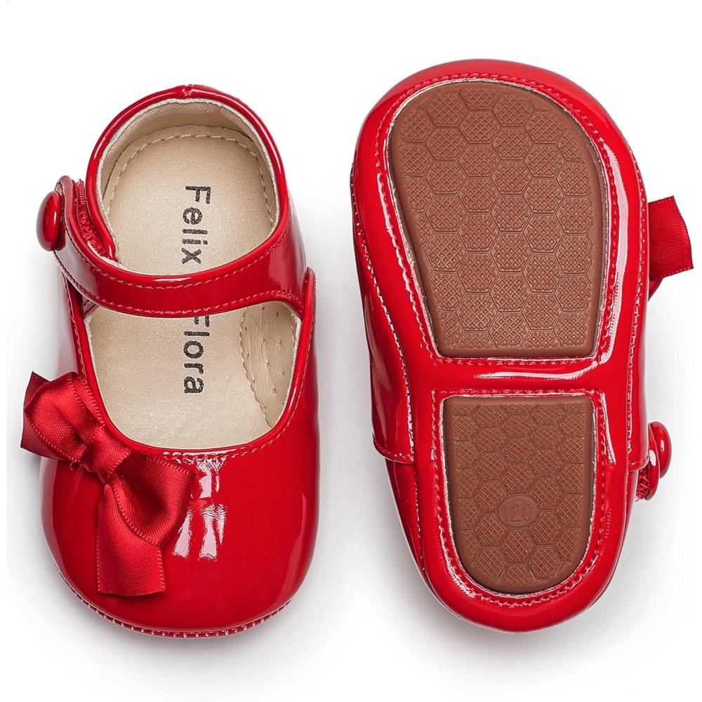 imageSoft Sole Baby Dress Shoes  Infant Baby Walking Shoes Moccasinss Rubber Sole Crib ShoesBn36red