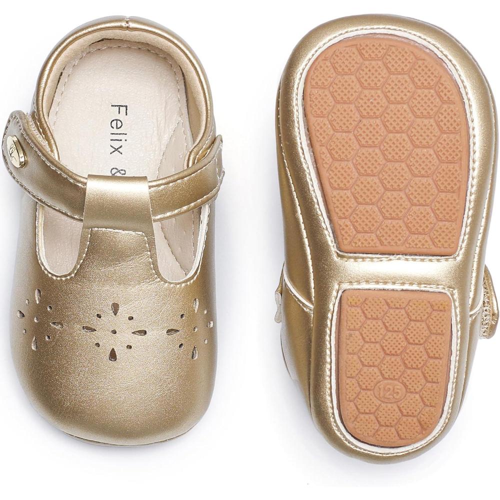 imageSoft Sole Baby Dress Shoes  Infant Baby Walking Shoes Moccasinss Rubber Sole Crib ShoesBn40gold