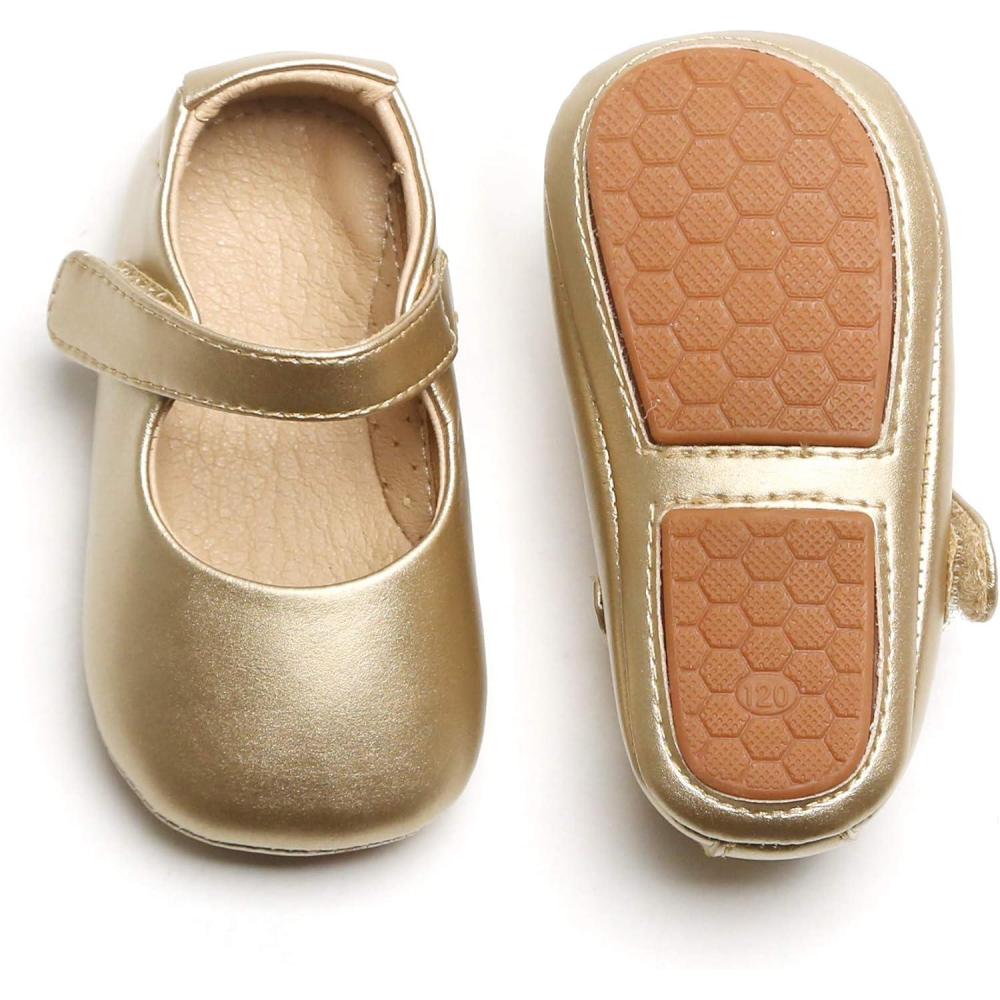imageSoft Sole Baby Shoes  Infant Baby Walking Shoes Moccasins Rubber Sole Crib Shoes8525gold