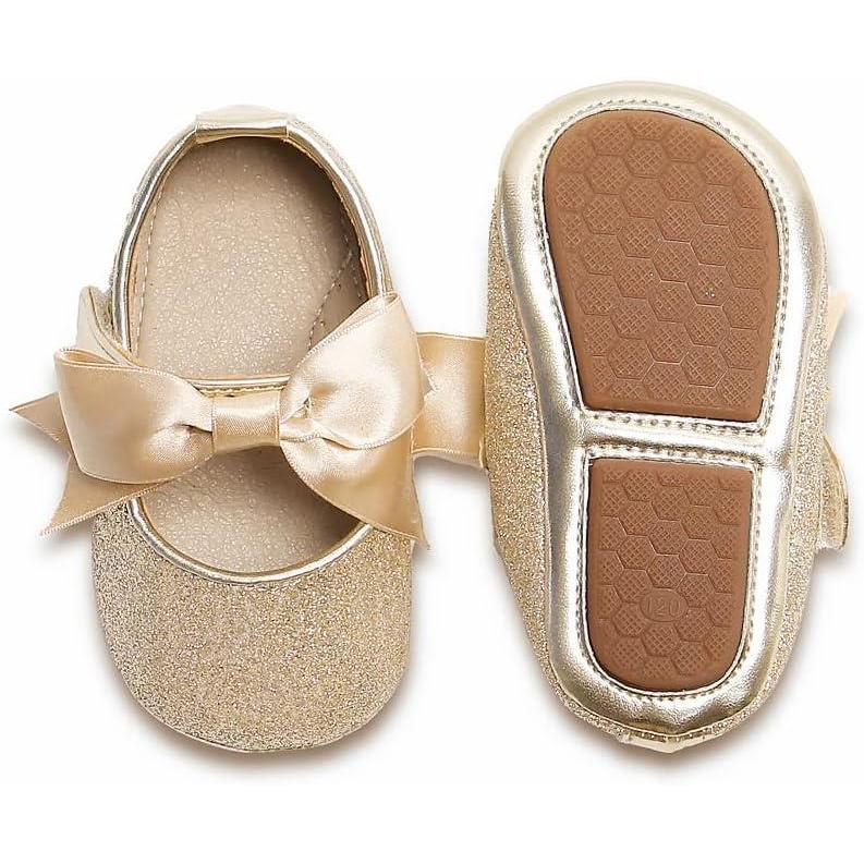 imageSoft Sole Baby Shoes  Infant Baby Walking Shoes Moccasins Rubber Sole Crib ShoesB6638gold