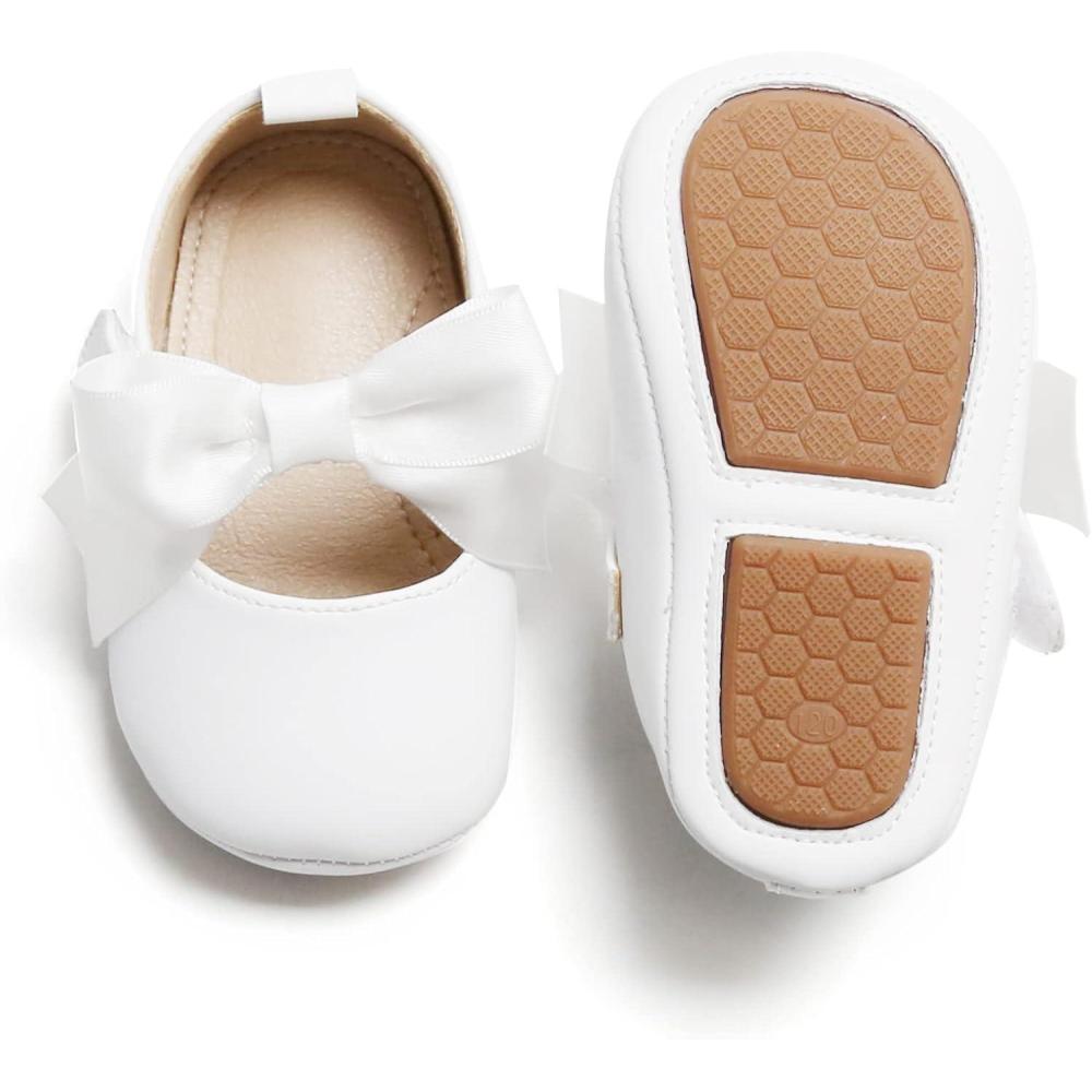 imageSoft Sole Baby Shoes  Infant Baby Walking Shoes Moccasins Rubber Sole Crib ShoesB6638white