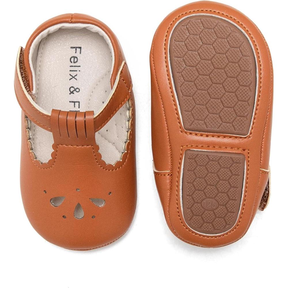 imageSoft Sole Baby Shoes  Infant Baby Walking Shoes Moccasins Rubber Sole Crib ShoesB8710brown