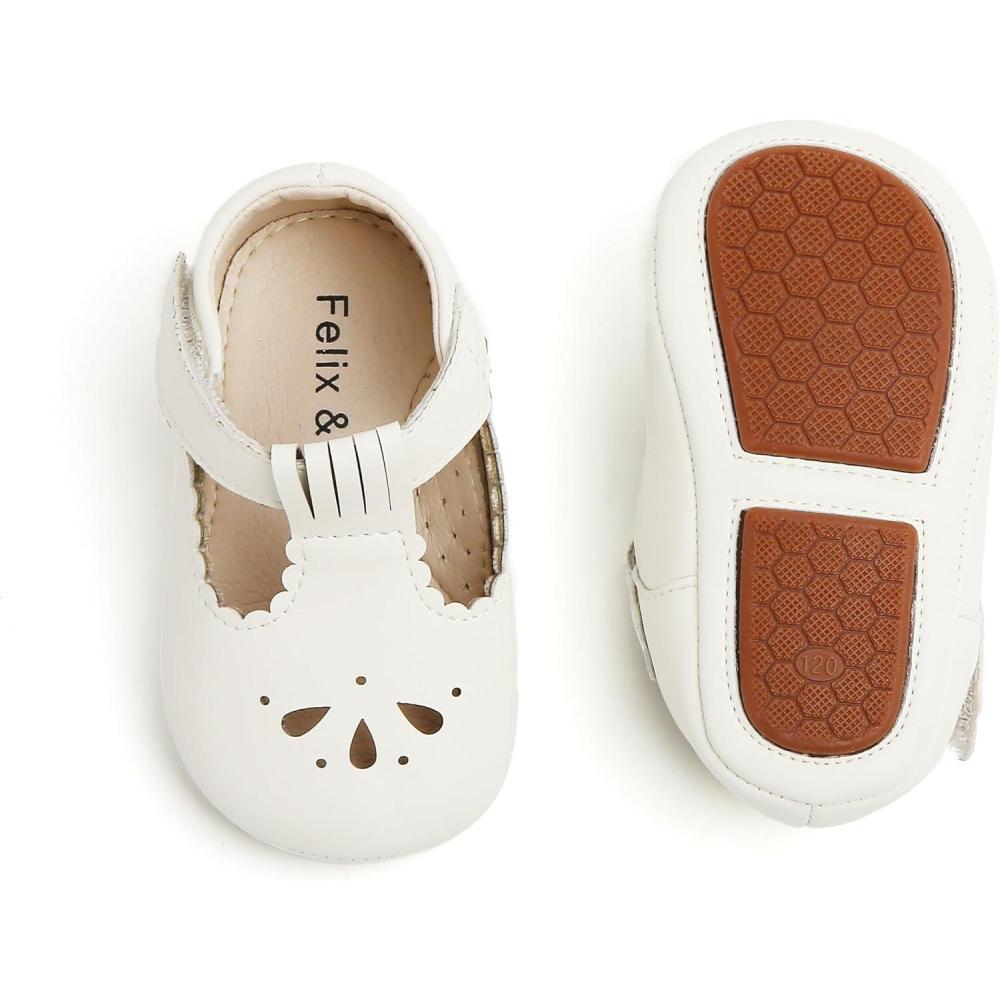 imageSoft Sole Baby Shoes  Infant Baby Walking Shoes Moccasins Rubber Sole Crib ShoesB8710ivory White