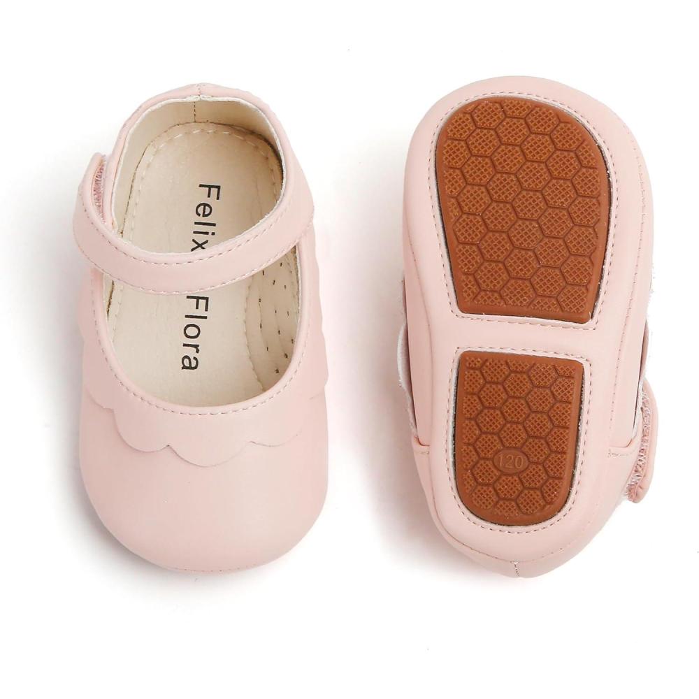 imageSoft Sole Baby Shoes  Infant Baby Walking Shoes Moccasins Rubber Sole Crib ShoesBaby8524fl Pink