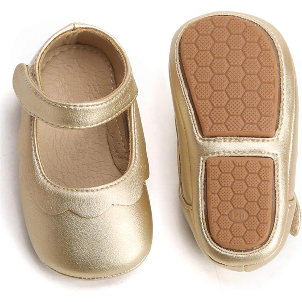 imageSoft Sole Baby Shoes  Infant Baby Walking Shoes Moccasins Rubber Sole Crib ShoesGolden