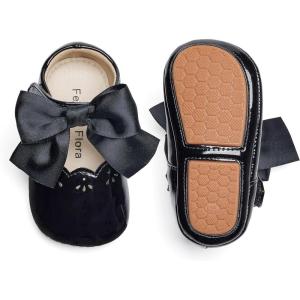 Felix & Flora Baby Dress Shoes – Infant Baby Girls Mary Jane Flats Moccasinss Soft Sole Walking Crib Shoes(Bn34-black)