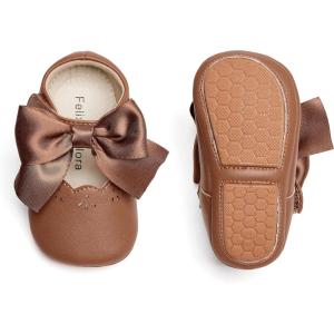 Felix & Flora Baby Dress Shoes – Infant Baby Girls Mary Jane Flats Moccasinss Soft Sole Walking Crib Shoes(Bn34-fl Brown)
