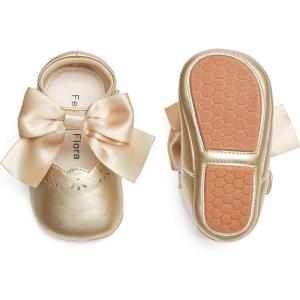 Felix & Flora Baby Dress Shoes – Infant Baby Girls Mary Jane Flats Moccasinss Soft Sole Walking Crib Shoes(Bn34-fl Gold)