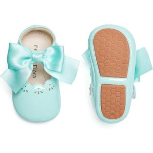 Felix & Flora Baby Dress Shoes – Infant Baby Girls Mary Jane Flats Moccasinss Soft Sole Walking Crib Shoes(Bn34-green)