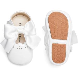 Felix & Flora Baby Dress Shoes – Infant Baby Girls Mary Jane Flats Moccasinss Soft Sole Walking Crib Shoes(Bn34-white)