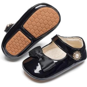 Felix & Flora Baby Dress Shoes – Infant Baby Girls Mary Jane Flats Moccasinss Soft Sole Walking Crib Shoes(Bn35-black)
